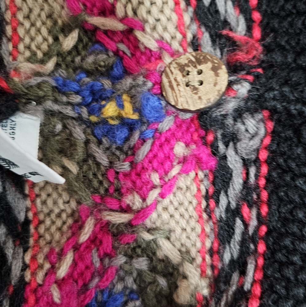 L.L. Bean Vintage 90's Wool  Norwegian Icelandic Design Cardigan Sweater - Picture 5 of 6